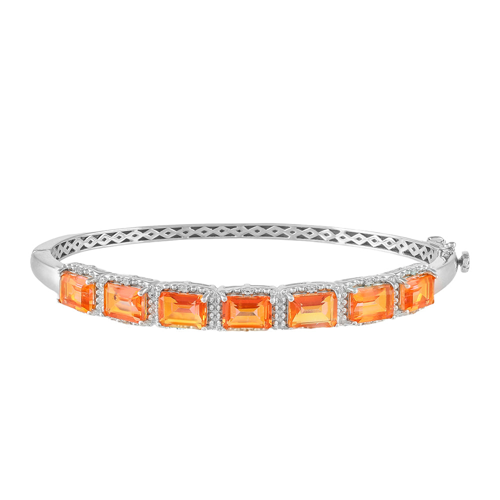 Brățară din Argint 925 ( 13.78 grame ) cu Cuarț Padparadscha și Topaz Alb 6.99 Carate 1 