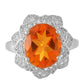 Inel din Argint 925 ( 4.53 grame ) cu Cuarț Padparadscha și Topaz Alb 5.23 Carate