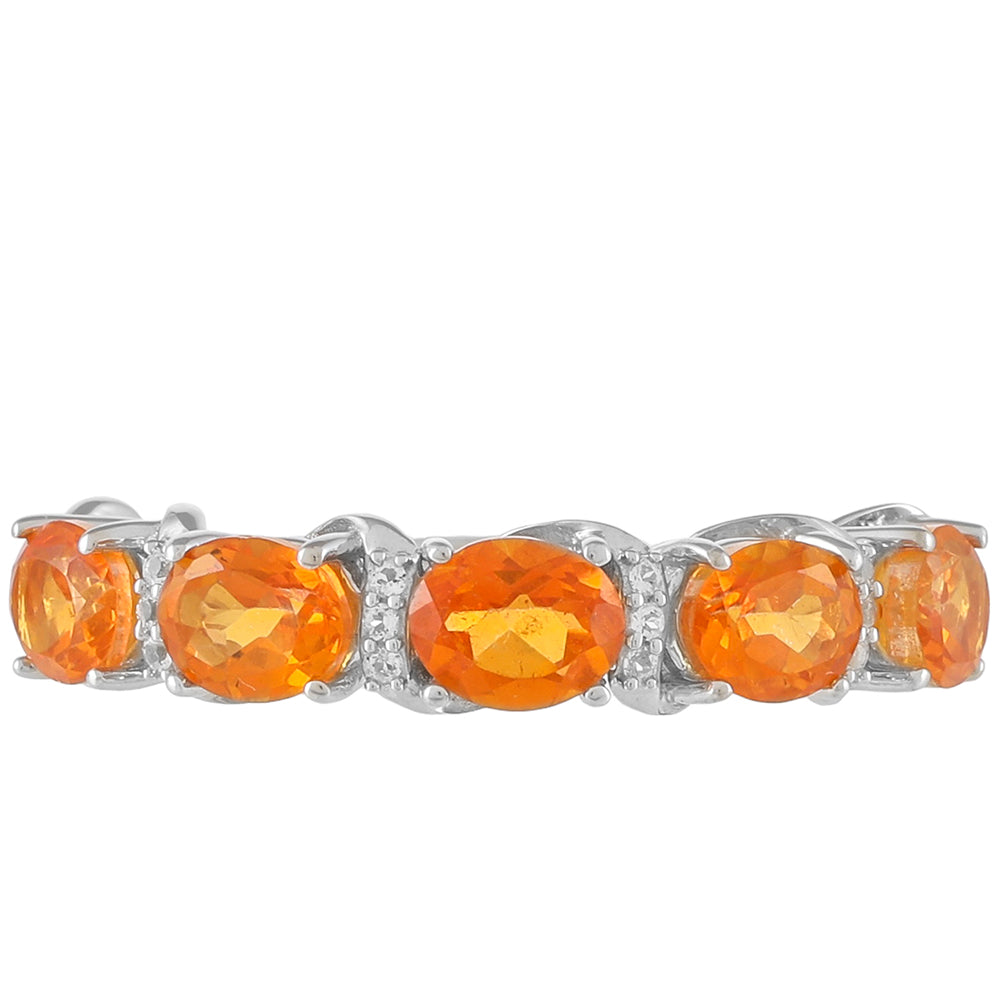 Inel din Argint 925 ( 1.93 grame ) cu Cuarț Padparadscha și Topaz Alb 2.58 Carate 1 