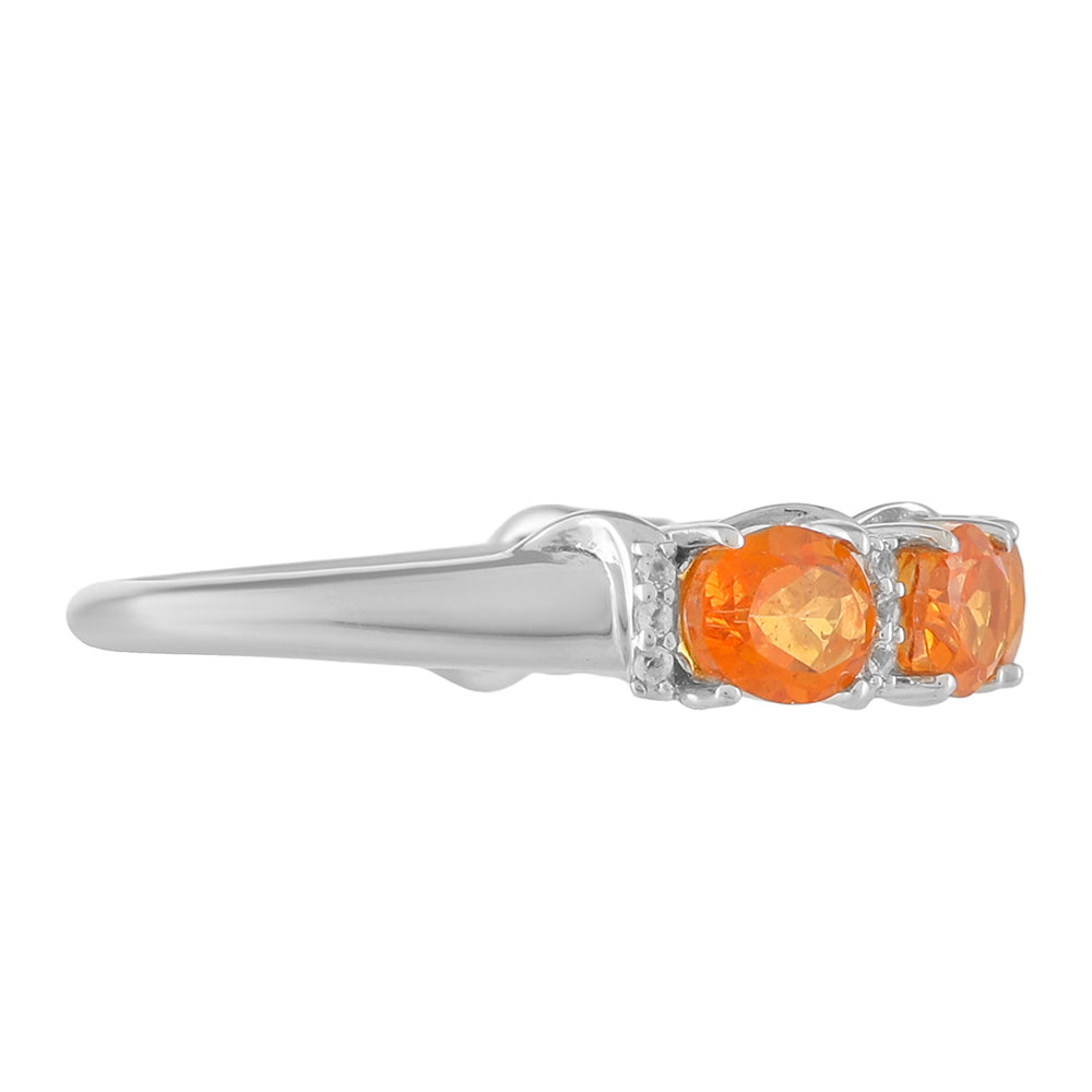 Inel din Argint 925 ( 1.93 grame ) cu Cuarț Padparadscha și Topaz Alb 2.58 Carate 2 