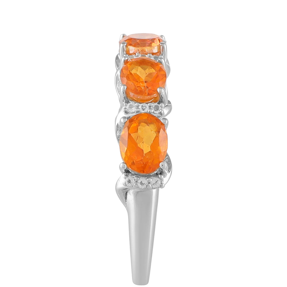 Inel din Argint 925 ( 1.93 grame ) cu Cuarț Padparadscha și Topaz Alb 2.58 Carate 3 