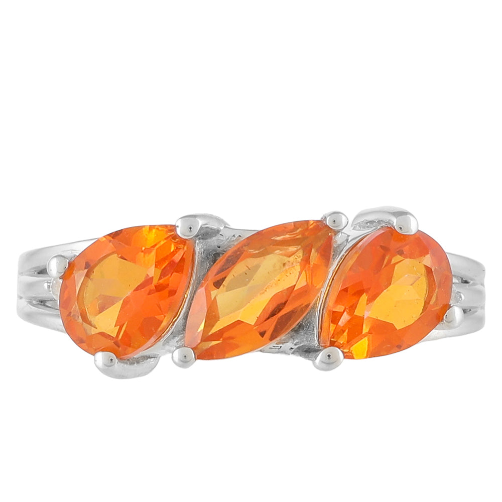 Inel din Argint 925 ( 2.62 grame ) cu Cuarț Padparadscha și Topaz Alb 1.81 Carate