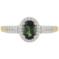 Inel din Argint 925 Placat cu Aur ( 1.92 grame ) cu Turmalină Verde și Zircon Natural 1.14 Carate