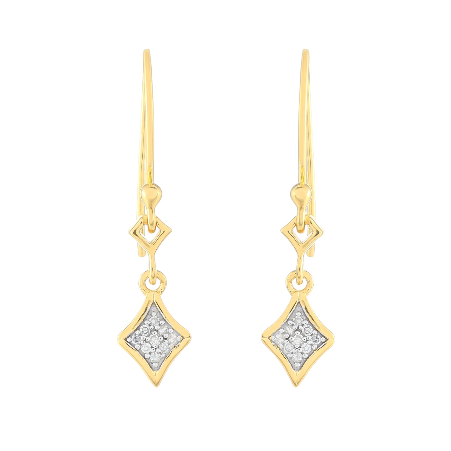 Cercei din Argint 925 Placat cu Aur ( 1.46 grame ) cu Diamant Alb 0.06 Carate