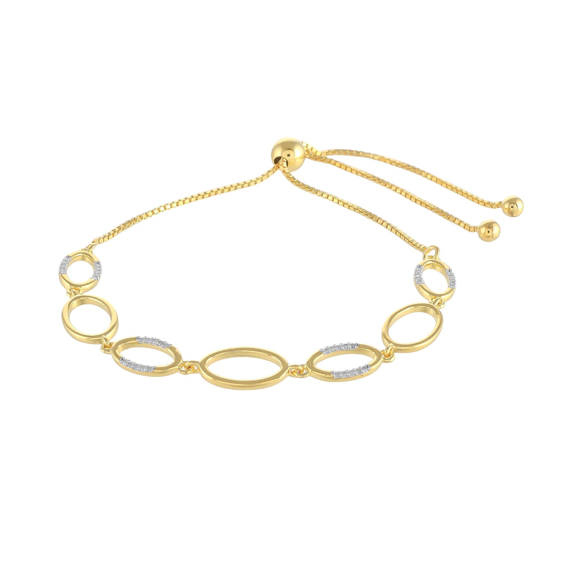 Brățară din Argint 925 Placat cu Aur ( 4.49 grame ) cu Diamant Alb 0.14 Carate 2 