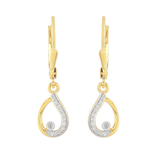 Cercei din Argint 925 Placat cu Aur ( 1.41 grame ) cu Diamant Alb 0.09 Carate