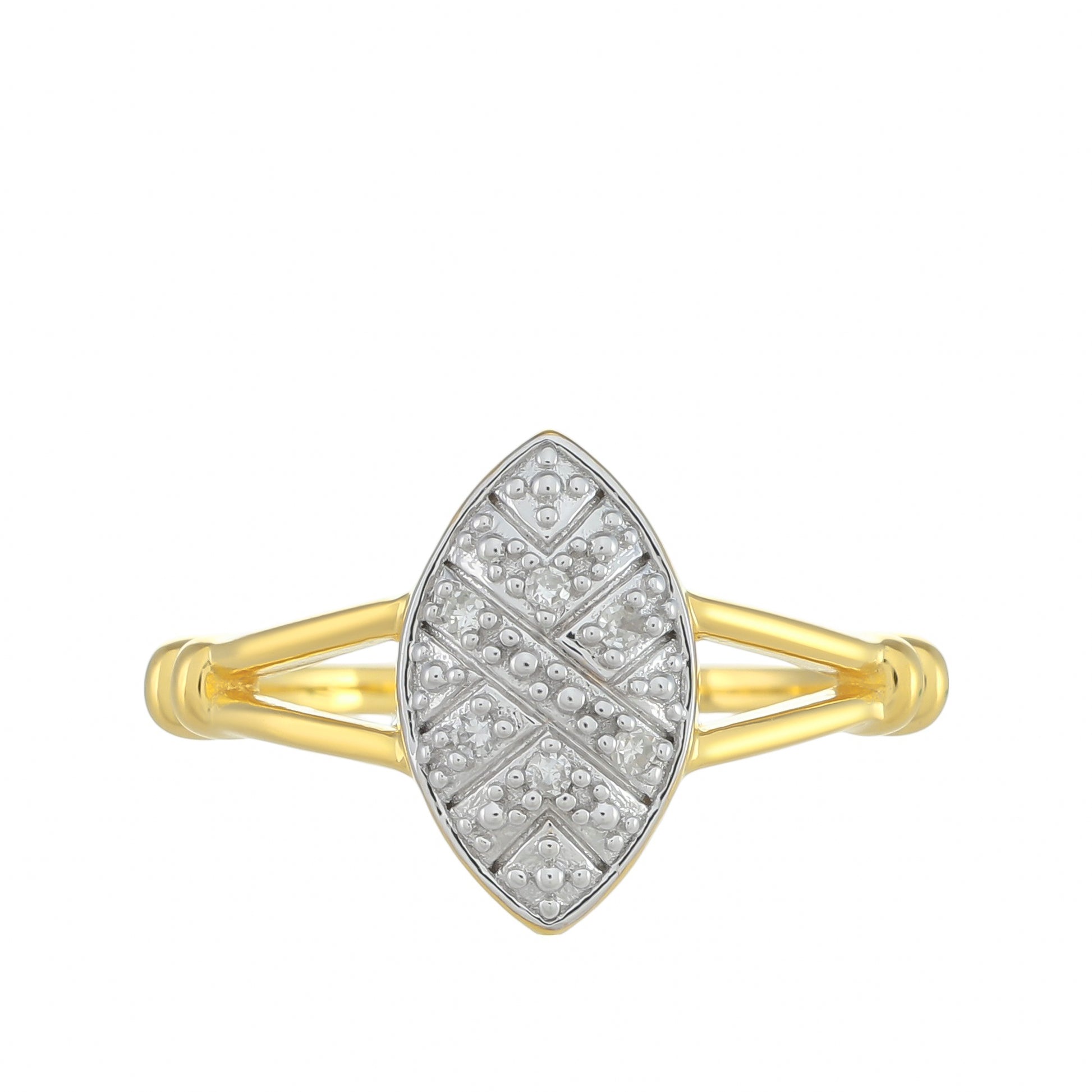 Inel din Argint 925 Placat cu Aur ( 2.02 grame ) cu Diamant Alb 0.04 Carate 1 