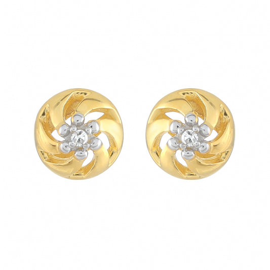 Cercei din Argint 925 Placat cu Aur ( 1.1 grame ) cu Diamant Alb 0.01 Carate