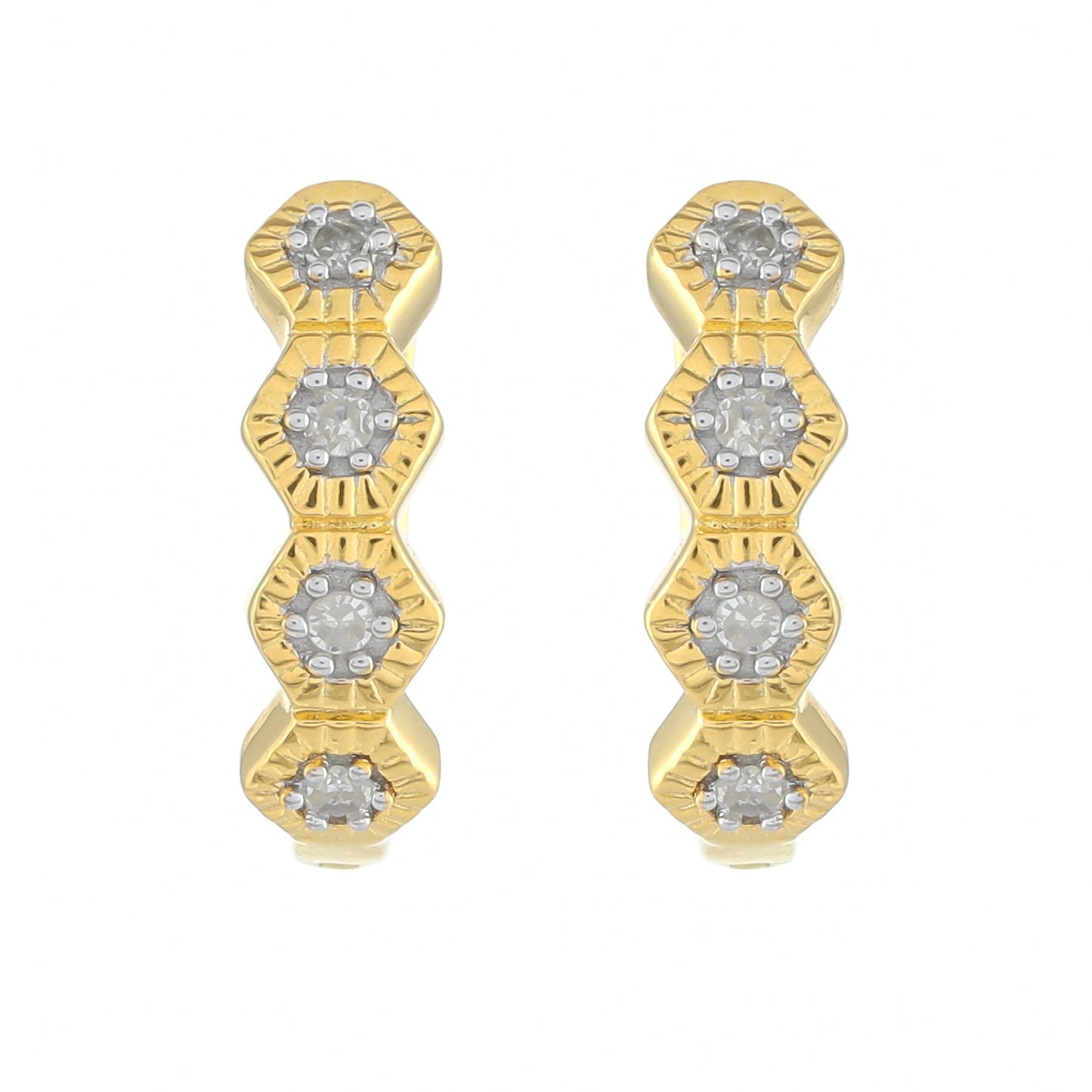 Cercei din Argint 925 Placat cu Aur ( 2.15 grame ) cu Diamant Alb 0.08 Carate