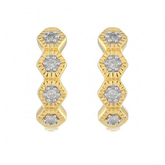 Cercei din Argint 925 Placat cu Aur ( 2.15 grame ) cu Diamant Alb 0.08 Carate