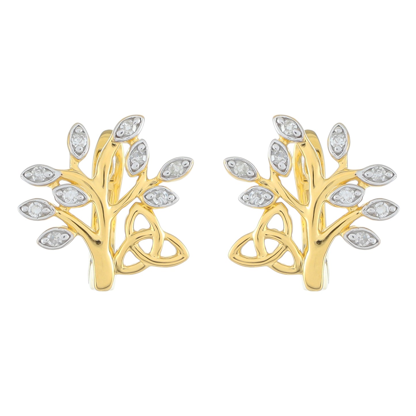 Cercei din Argint 925 Placat cu Aur ( 1.74 grame ) cu Diamant Alb 0.09 Carate