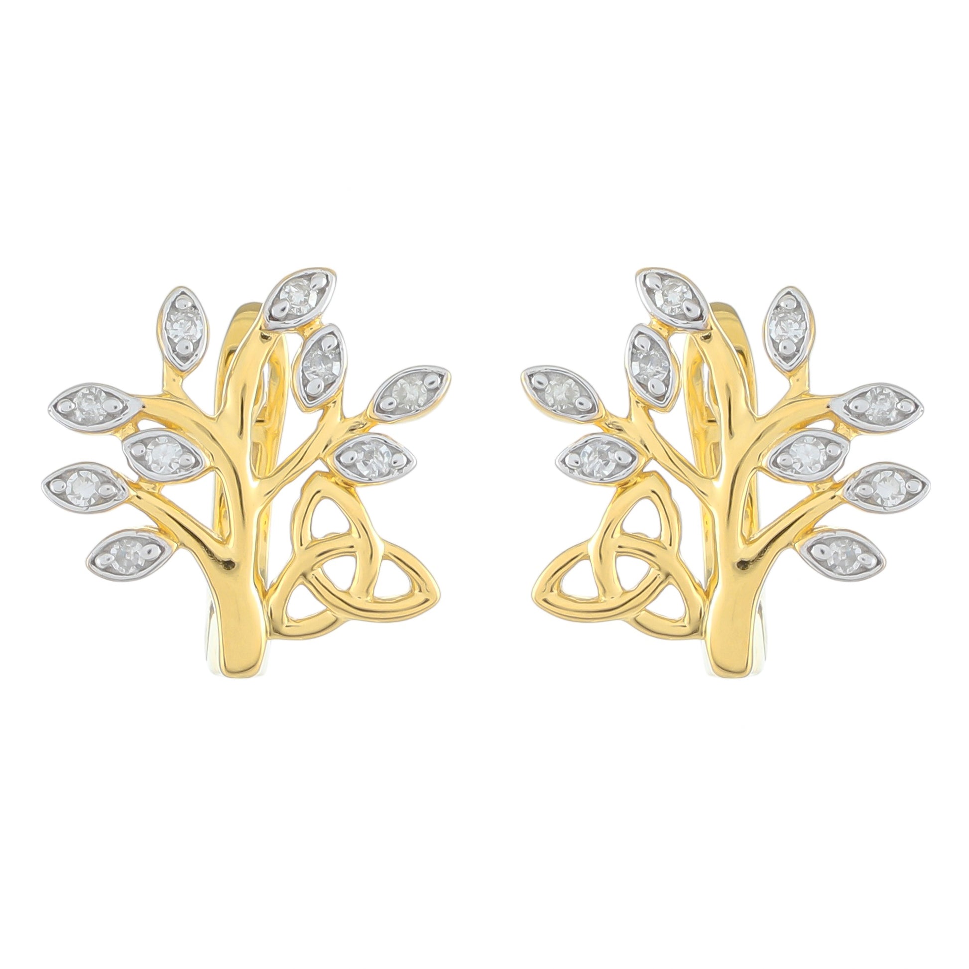 Cercei din Argint 925 Placat cu Aur ( 1.74 grame ) cu Diamant Alb 0.09 Carate 1 