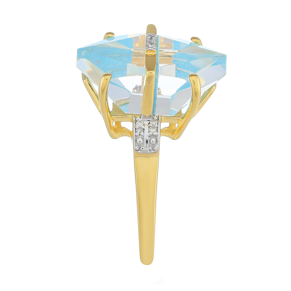 Inel din Argint 925 Placat cu Aur ( 2.66 grame ) cu Turcoaz și Diamant Alb 6.44 Carate 3 