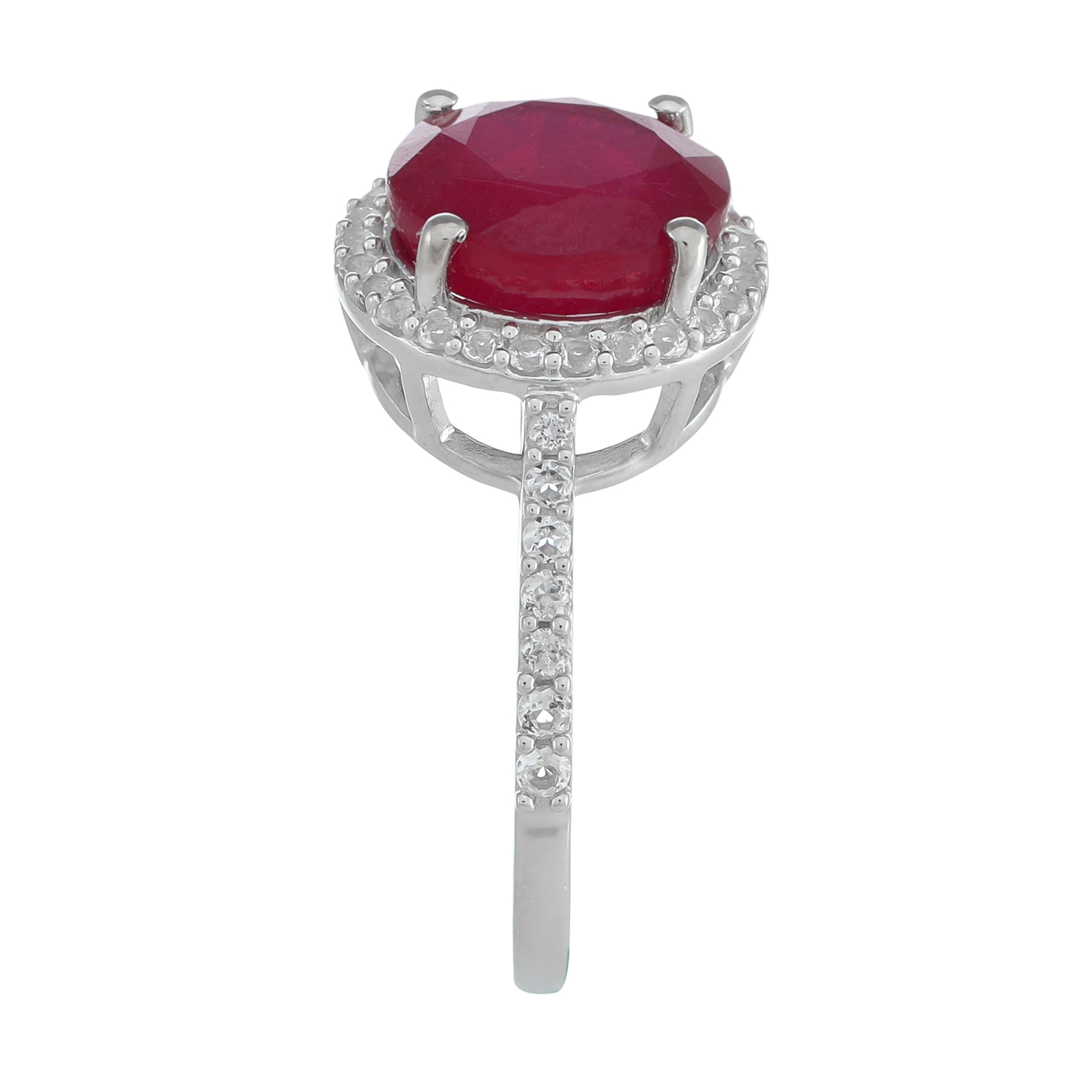 Inel din Argint 925 ( 2.31 grame ) cu Rubin Thailandez și Topaz Alb 5.34 Carate 3 