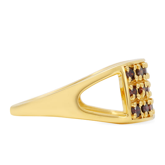 Inel din Argint 925 Placat cu Aur ( 2.94 grame ) cu Diamant Roșu 0.56 Carate