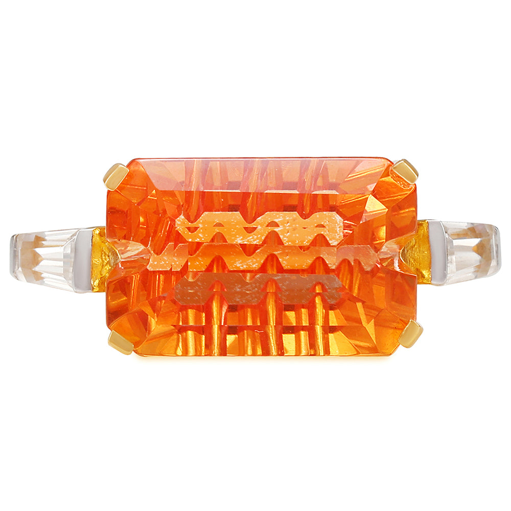Inel din Argint 925 Placat cu Aur ( 2.41 grame ) cu Cuarț Padparadscha și Zircon Natural 7.9 Carate 1 