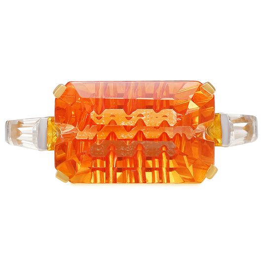 Inel din Argint 925 Placat cu Aur ( 2.41 grame ) cu Cuarț Padparadscha și Zircon Natural 7.9 Carate
