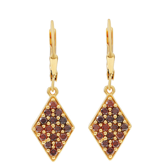 Cercei din Argint 925 Placat cu Aur ( 2.7 grame ) cu Diamant Roșu 0.91 Carate