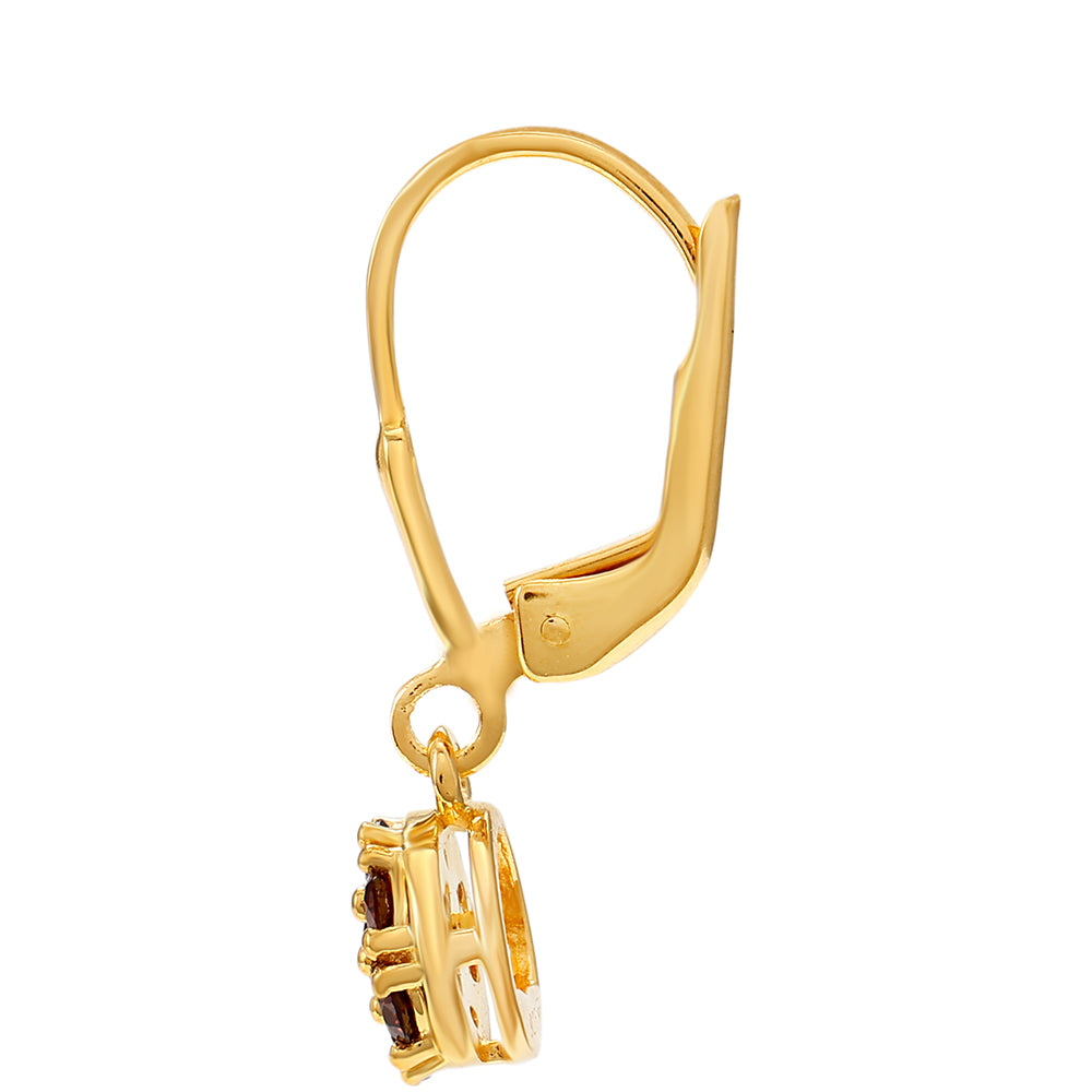 Cercei din Argint 925 Placat cu Aur ( 2 grame ) cu Diamant Roșu 0.46 Carate 2 