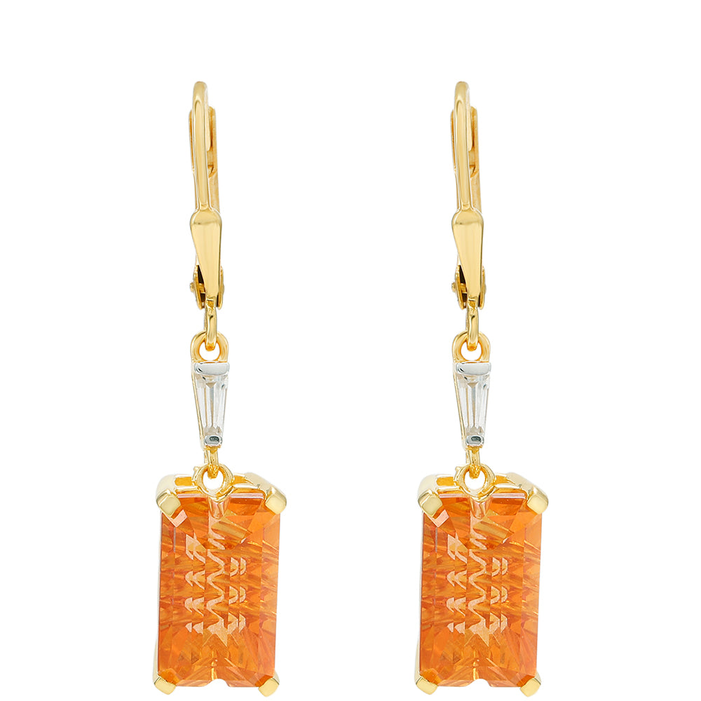 Cercei din Argint 925 Placat cu Aur ( 2.66 grame ) cu Cuarț Padparadscha și Zircon Natural 8.24 Carate 1 
