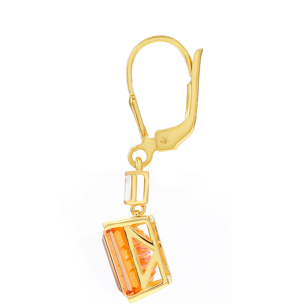 Cercei din Argint 925 Placat cu Aur ( 2.66 grame ) cu Cuarț Padparadscha și Zircon Natural 8.24 Carate 2 