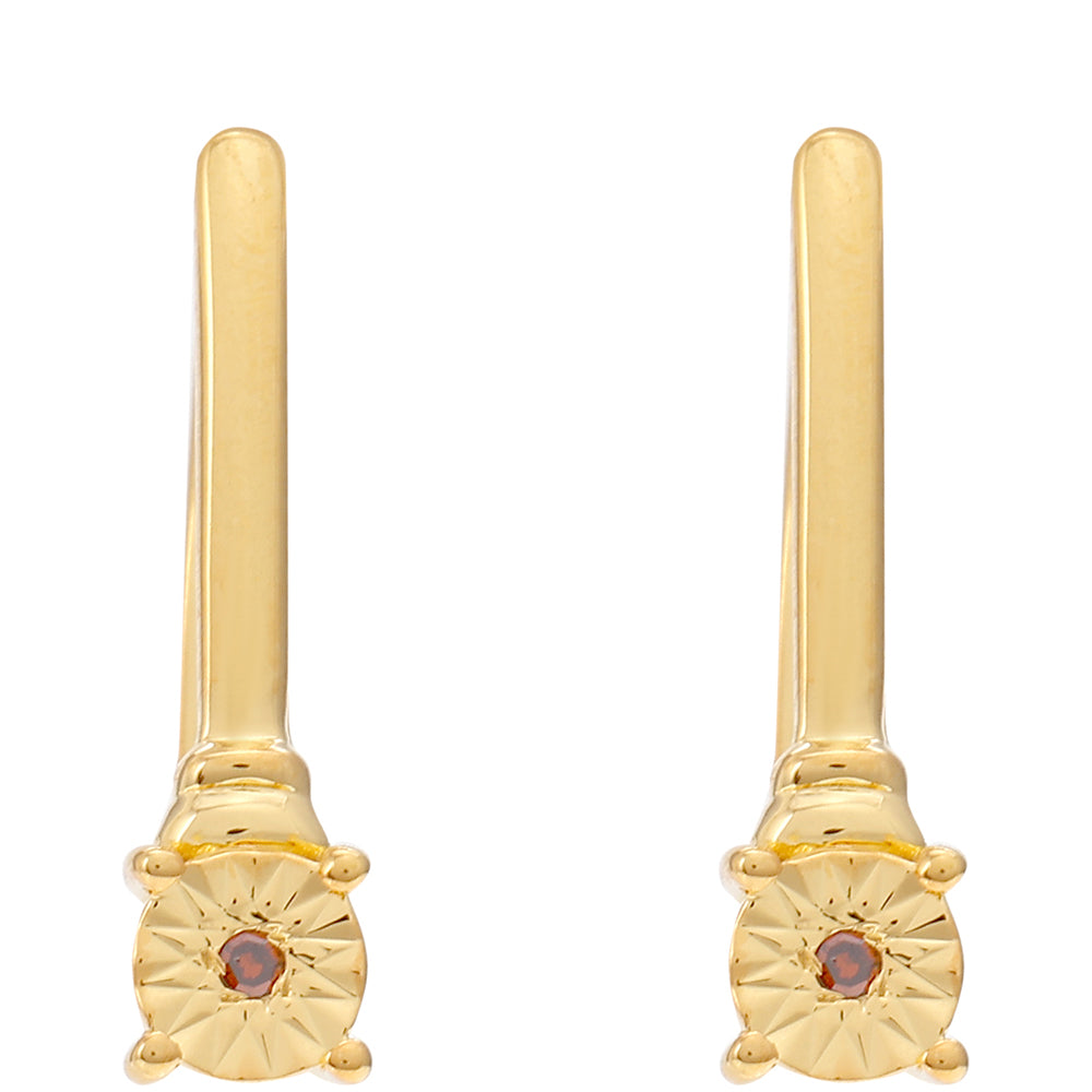 Set din Argint 925 Placat cu Aur ( 3.73 grame ) cu Diamant Roșu 0.02 Carate ( Cercei+Inel ) 2 