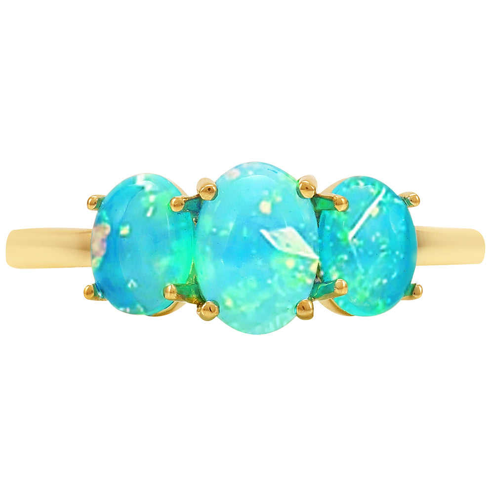 Inel din Aur de 9K ( 1.69 grame ) cu Opal Albastru Etiopian Paraiba 1.25 Carate