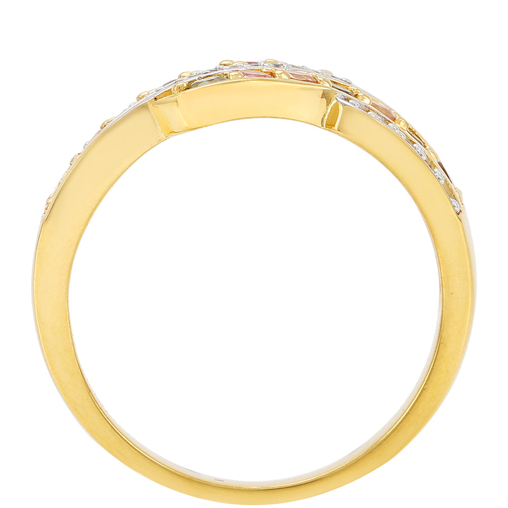 Inel din Argint 925 Placat cu Aur ( 3.24 grame ) cu Turmalină Curcubeu Pelmadulla și Topaz Alb 0.64 Carate 4 