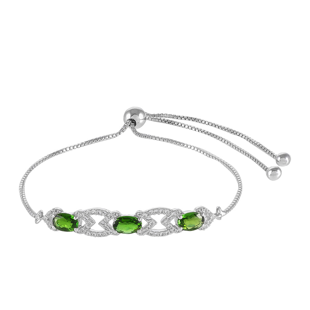 Brățară din Argint 925 ( 4.03 grame ) cu Cromdiopsid și Topaz Alb 1.71 Carate 1 