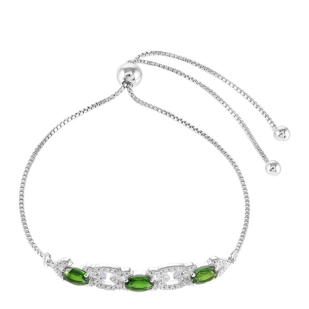 Brățară din Argint 925 ( 4.03 grame ) cu Cromdiopsid și Topaz Alb 1.71 Carate