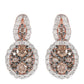 Cercei din Argint 925 Placat cu Aur Roz ( 3.11 grame ) cu Diamant de culoarea Șampaniei și Diamant Alb 0.82 Carate