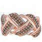 Inel din Argint 925 Placat cu Aur Roz ( 4.69 grame ) cu Diamant de culoarea Șampaniei și Diamant Alb 0.72 Carate