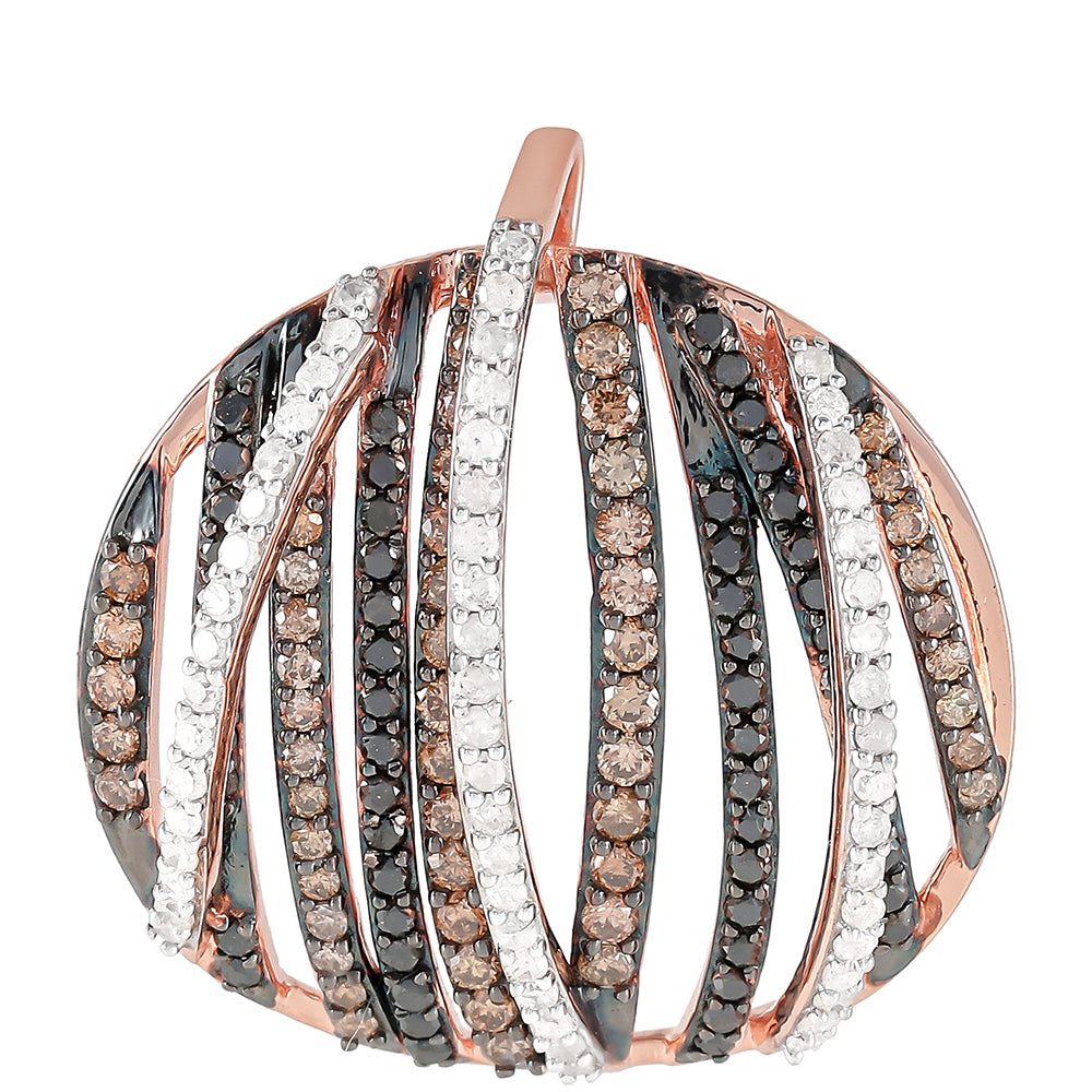 Pandantiv din Argint 925 Placat cu Aur Roz ( 2.92 grame ) cu Diamant de culoarea Șampaniei și Diamant Alb 1.1 Carate 1 