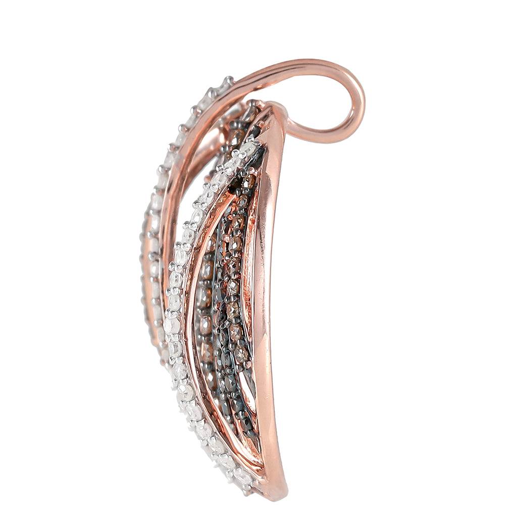 Pandantiv din Argint 925 Placat cu Aur Roz ( 2.92 grame ) cu Diamant de culoarea Șampaniei și Diamant Alb 1.1 Carate 2 