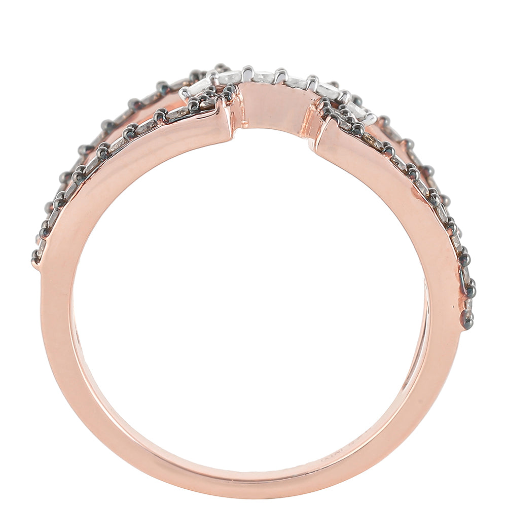 Inel din Argint 925 Placat cu Aur Roz ( 3.87 grame ) cu Diamant de culoarea Șampaniei și Diamant Alb 0.7 Carate 8 