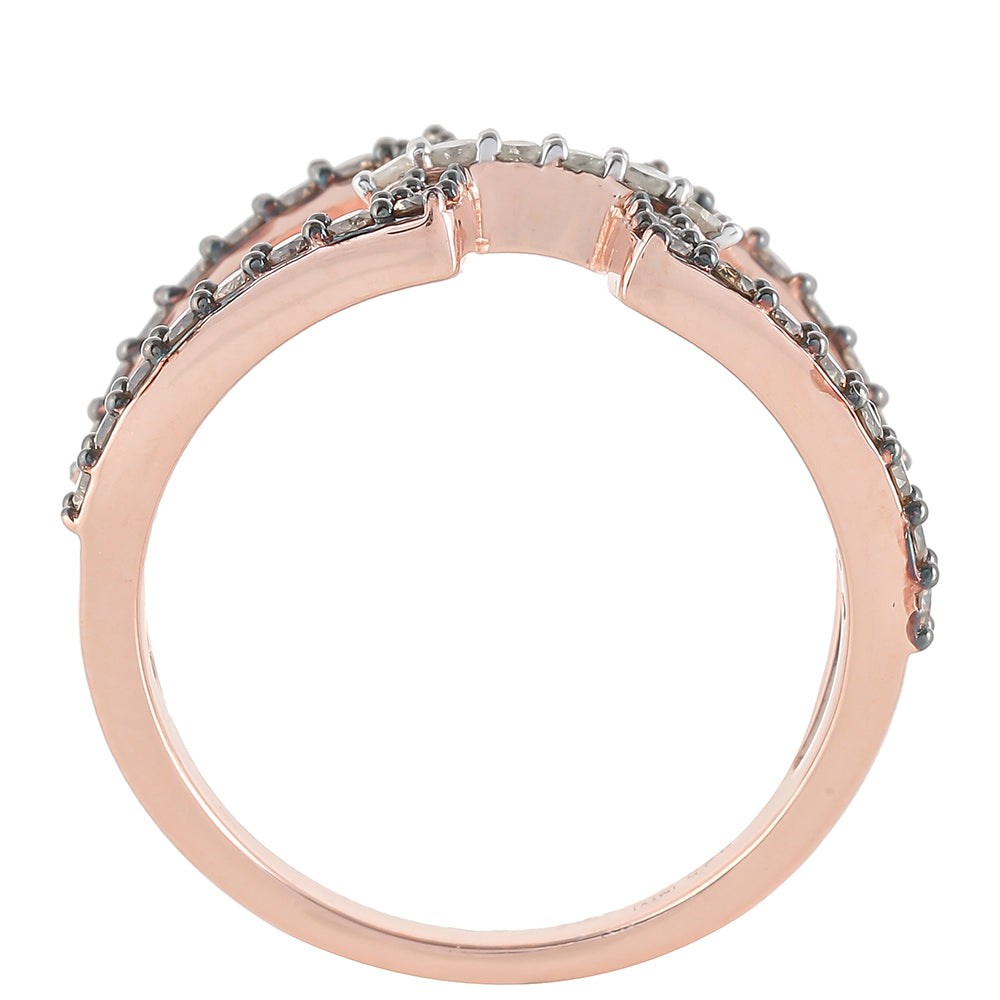 Inel din Argint 925 Placat cu Aur Roz ( 3.87 grame ) cu Diamant de culoarea Șampaniei și Diamant Alb 0.7 Carate 4 