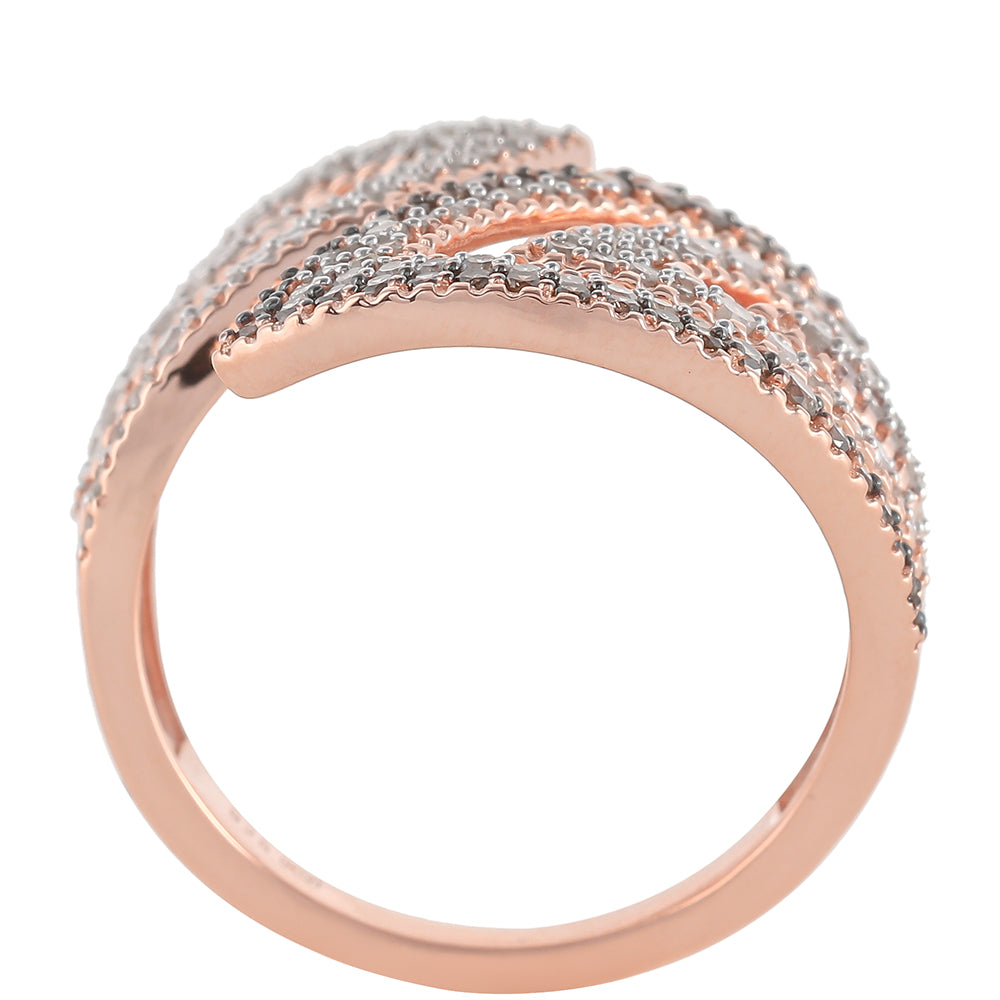 Inel din Argint 925 Placat cu Aur Roz ( 5.46 grame ) cu Diamant de culoarea Șampaniei și Diamant Alb 1.06 Carate