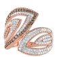 Inel din Argint 925 Placat cu Aur Roz ( 5.46 grame ) cu Diamant de culoarea Șampaniei și Diamant Alb 1.06 Carate