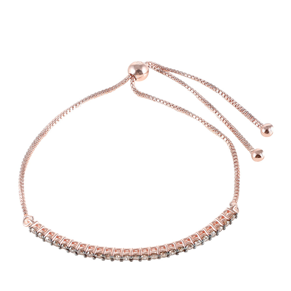 Brățară din Argint 925 Placat cu Aur Roz ( 3.69 grame ) cu Diamant de culoarea Șampaniei 0.91 Carate