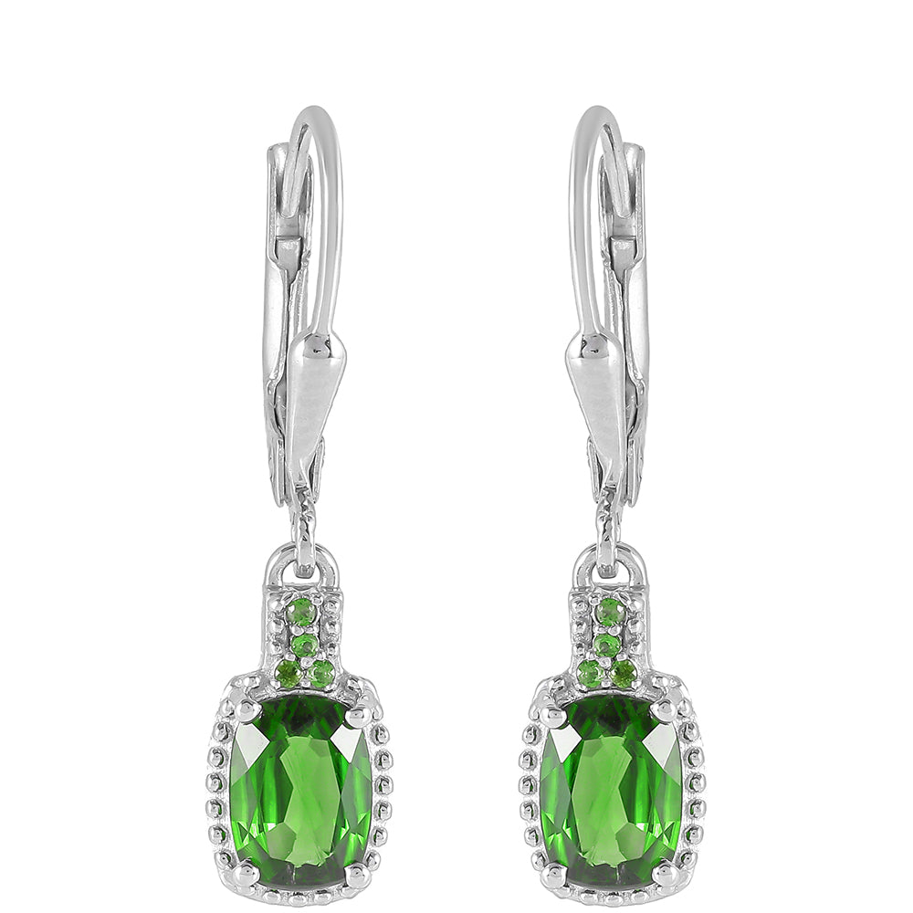 Cercei din Argint 925 ( 2.2 grame ) cu Cromdiopsid 1.68 Carate 1 