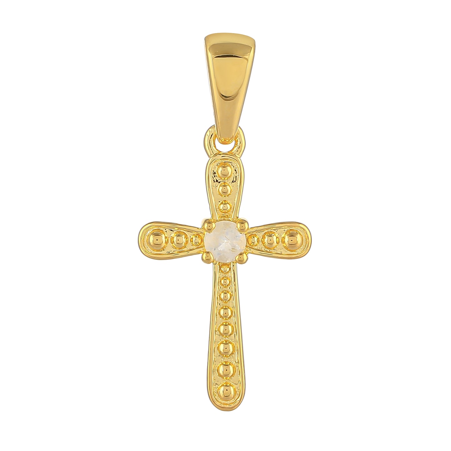 Cruce Pandantiv din Argint 925 Placat cu Aur ( 1.45 grame ) cu Piatra Lunii Curcubeu 0.1 Carate