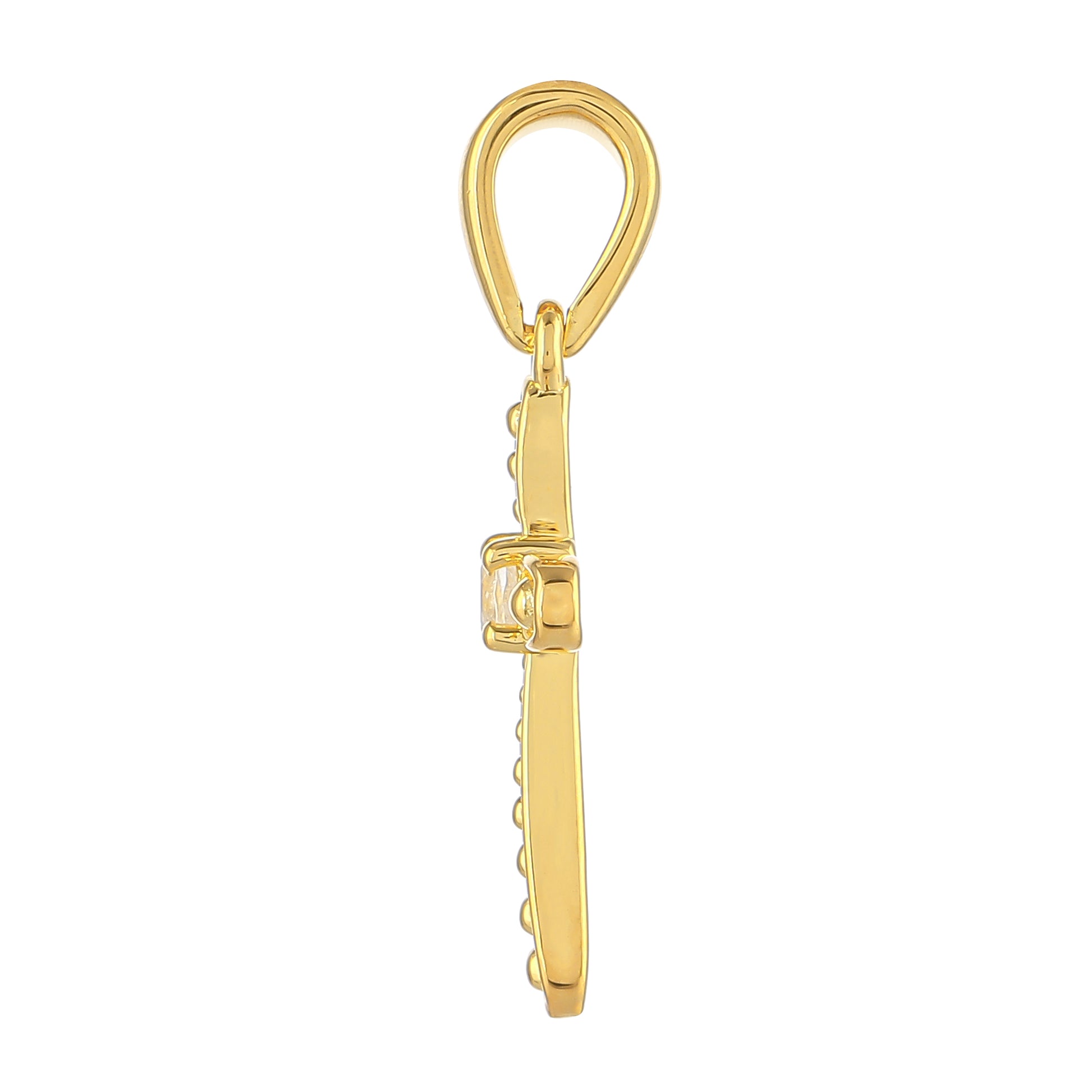 Cruce Pandantiv din Argint 925 Placat cu Aur ( 1.45 grame ) cu Piatra Lunii Curcubeu 0.1 Carate 2 