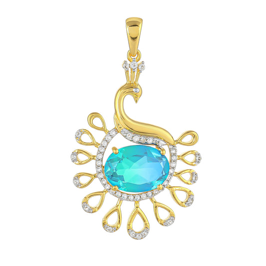 Pandantiv din Argint 925 Placat cu Aur ( 4.78 grame ) cu Cuarț Păun și Topaz Alb 6.51 Carate