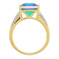 Inel din Argint 925 Placat cu Aur ( 3.64 grame ) cu Cuarț Păun și Topaz Alb 6.78 Carate