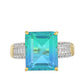Inel din Argint 925 Placat cu Aur ( 3.64 grame ) cu Cuarț Păun și Topaz Alb 6.78 Carate
