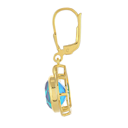 Cercei din Argint 925 Placat cu Aur ( 3.86 grame ) cu Cuarț Păun și Topaz Alb 9.78 Carate