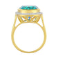 Inel din Argint 925 Placat cu Aur ( 3.49 grame ) cu Cuarț Păun și Topaz Alb 9.58 Carate