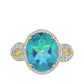 Inel din Argint 925 Placat cu Aur ( 2.89 grame ) cu Cuarț Păun și Topaz Alb 5.22 Carate