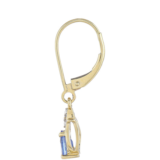 Cercei din Aur de 9K ( 1.5 grame ) cu Tanzanit AAA și Zircon Natural 0.96 Carate