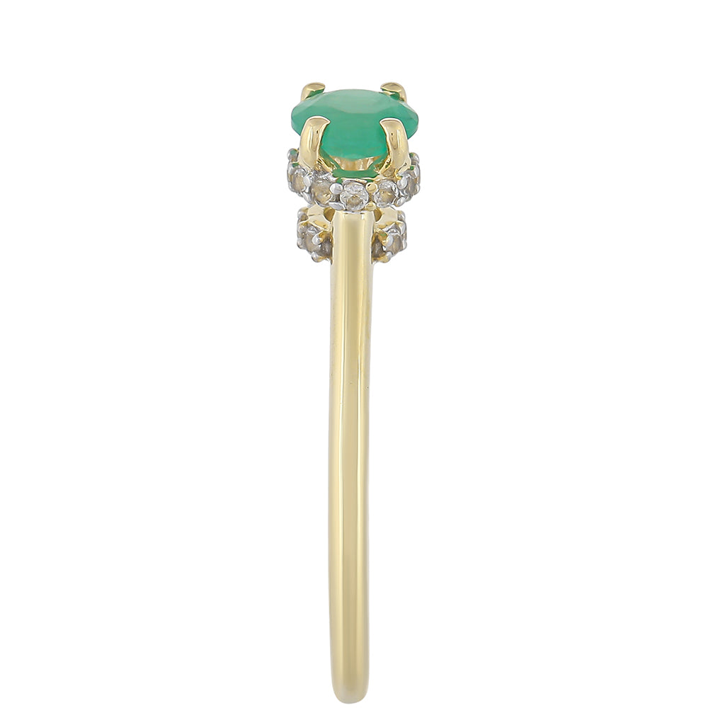 Inel din Aur de 9K ( 1.49 grame ) cu Smarald Brazilian și Topaz Alb 0.48 Carate